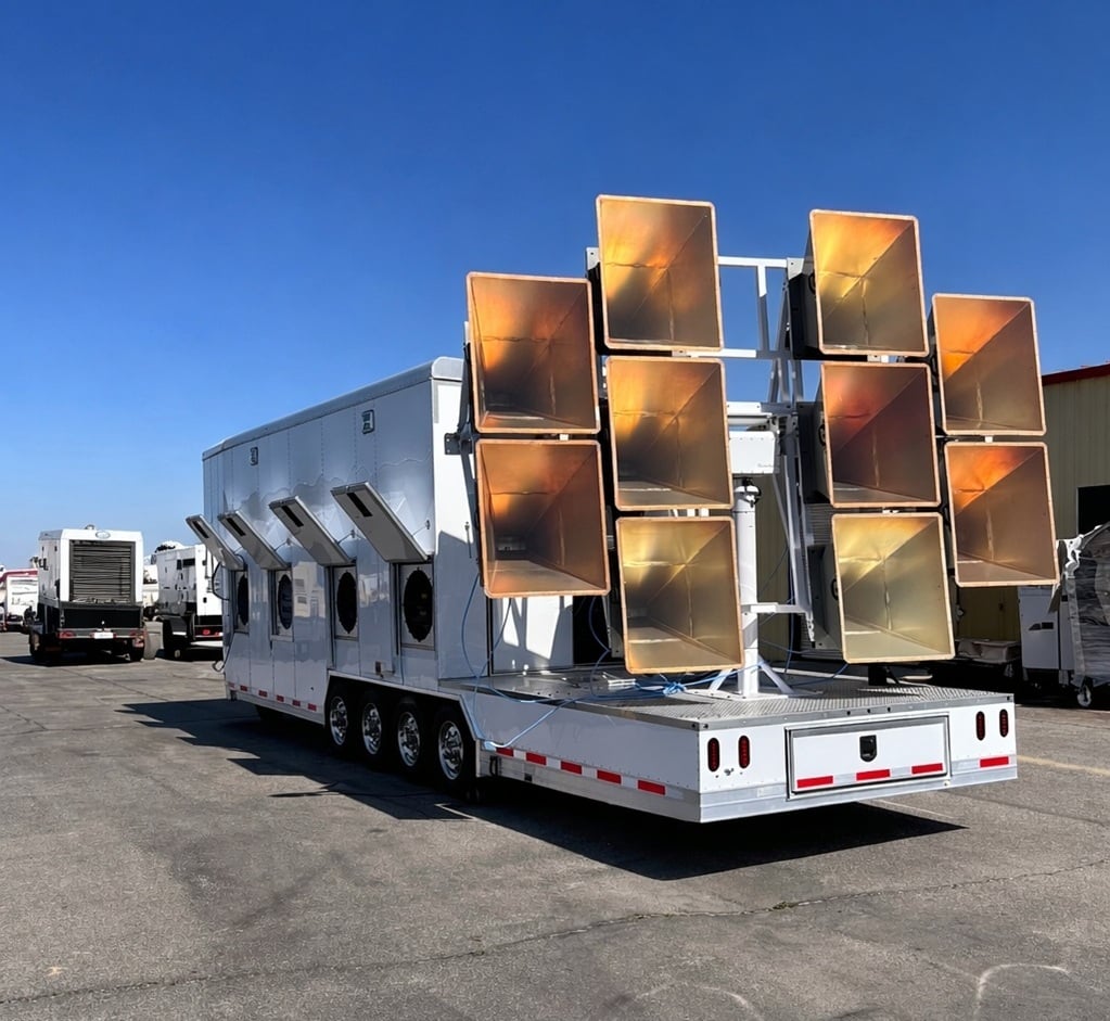 Industrial trailer with golden horn panels
